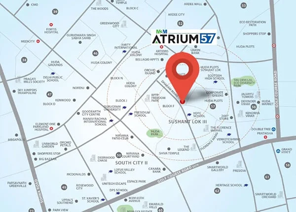 M3M Atrium 57 location map