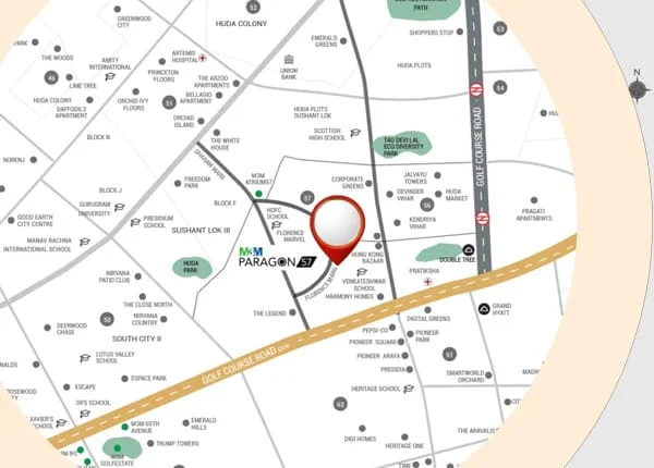 M3M Paragon 57 location map